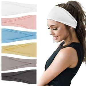 Wide Stretchy Headbands for Women – 6-Pack Workout Hair Accessories