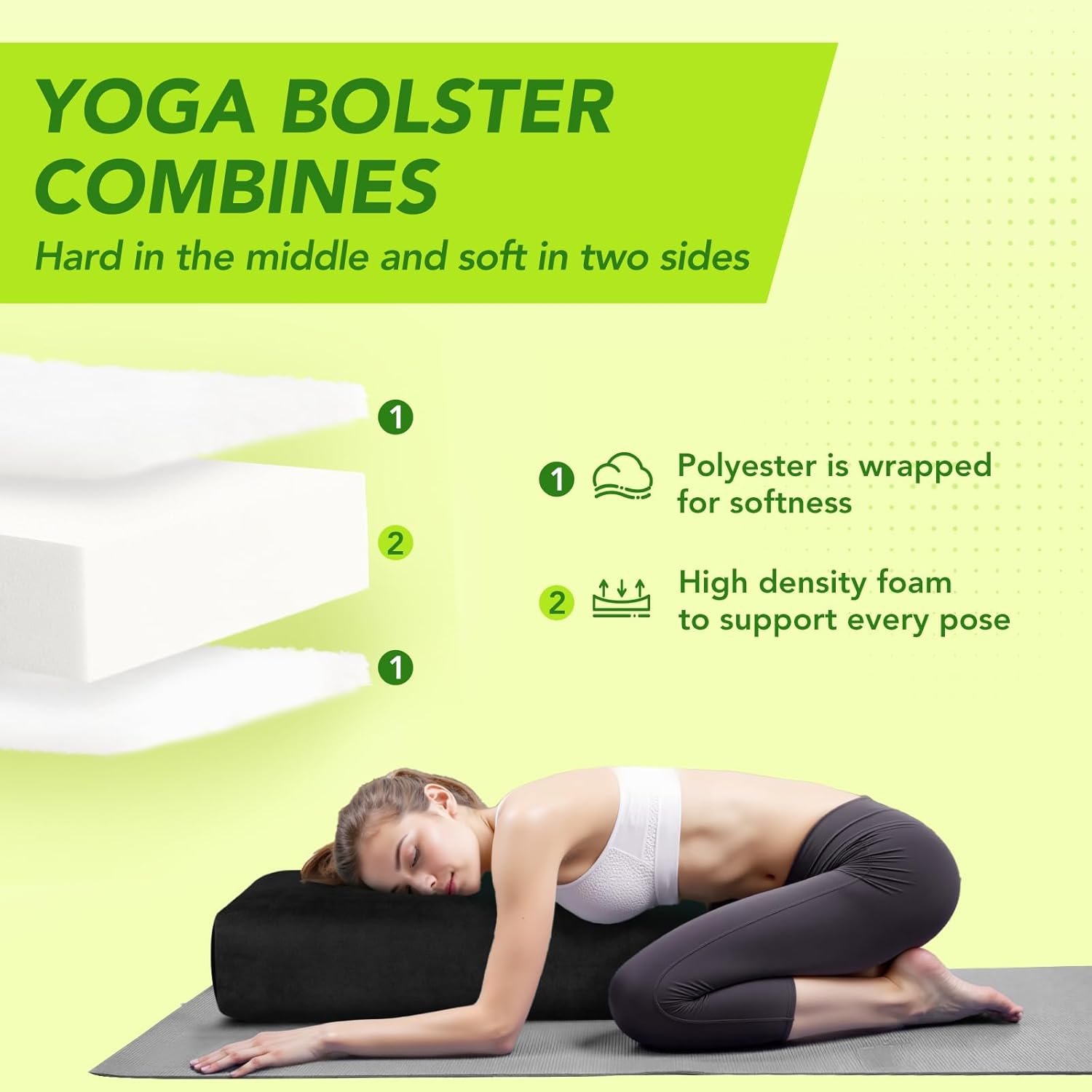 Rectangular Yoga Bolster Cushion with Suede Cover – Meditation Pillow - Image 3