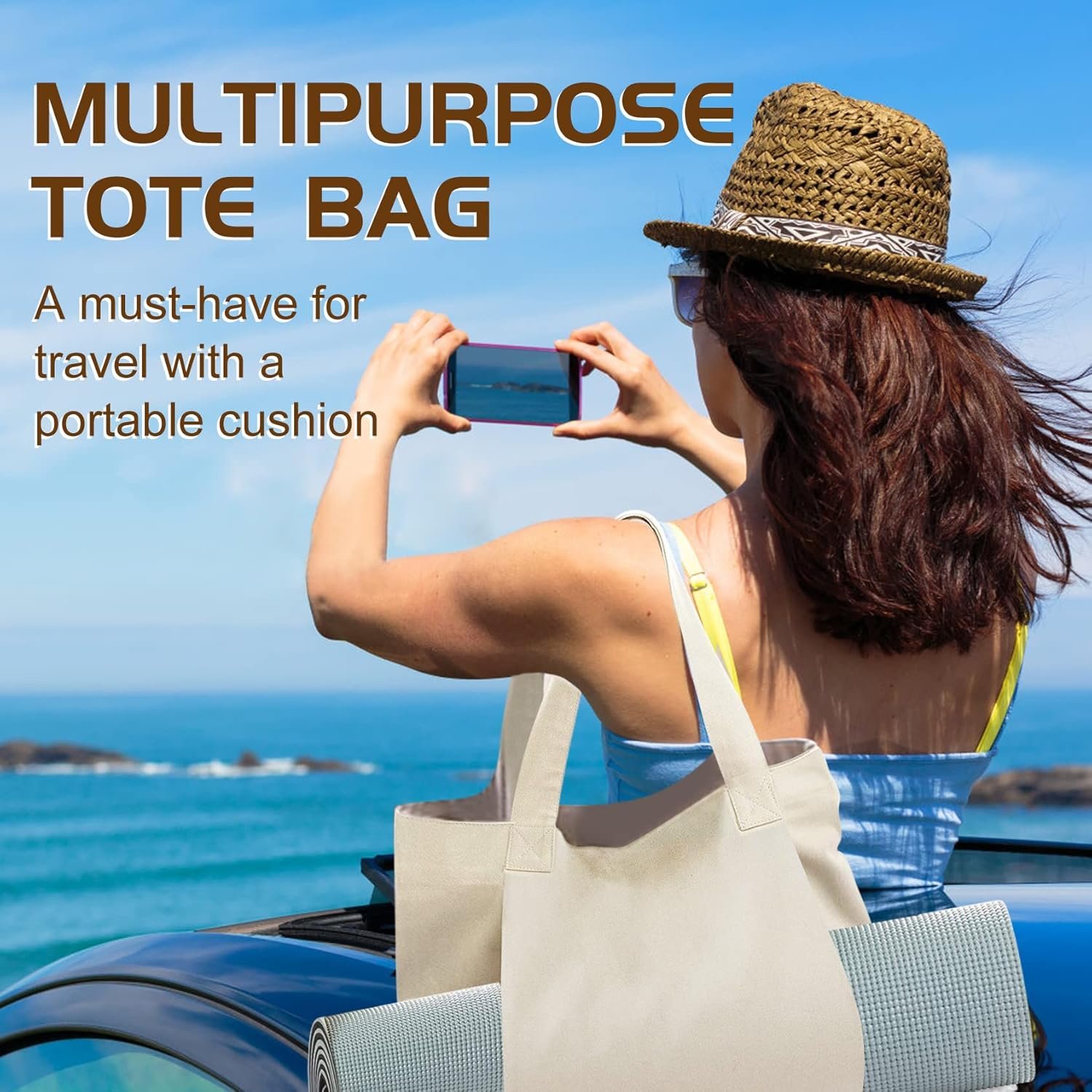 Canvas Yoga Tote with Mat Holder and Pocket – Multi-Purpose Bag - Image 5