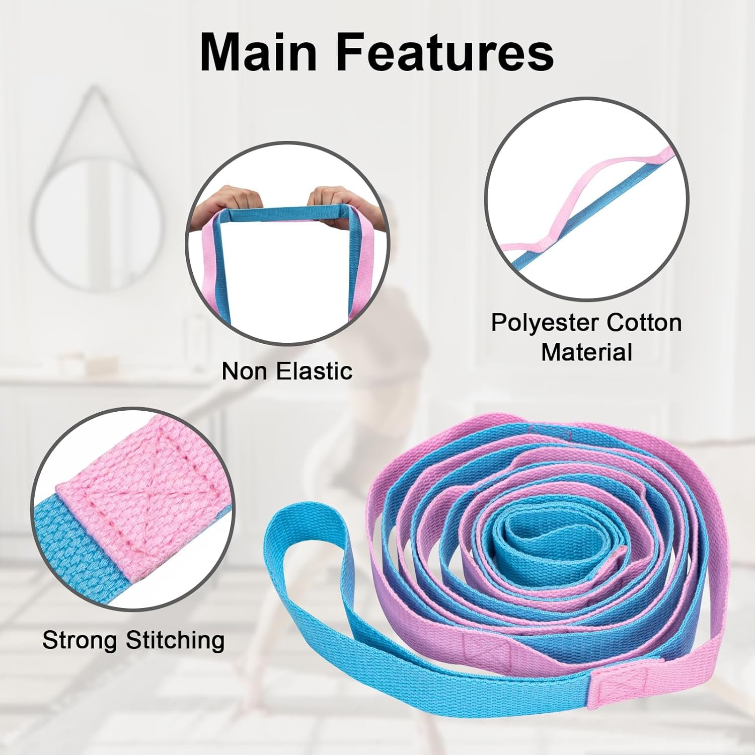 Stretching Strap with Loops – Soft, Durable Band for Yoga & Exercise - Image 3