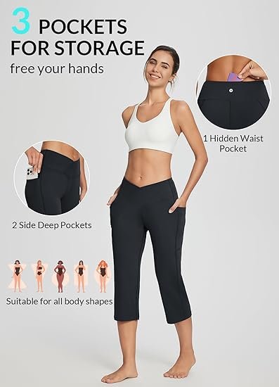 Women’s High Waist Capri Pants with Pockets – Wide Leg Workout - Image 4