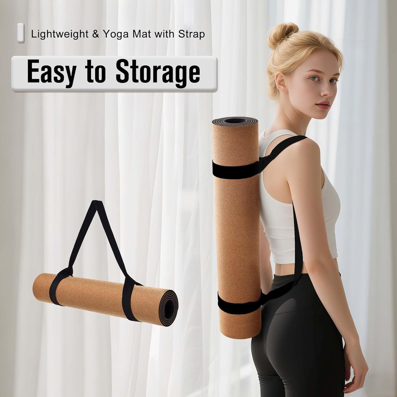 Thick Cork Yoga Mat with Strap – Non-Slip, Eco-Friendly, Sweat-Resistant - Image 7